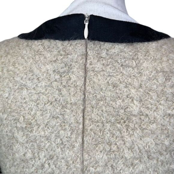 Mixed Material Mini Dress Ghloe Faux Leather, Wool, and Feathers Zip Back Size 4 - Picture 7 of 15